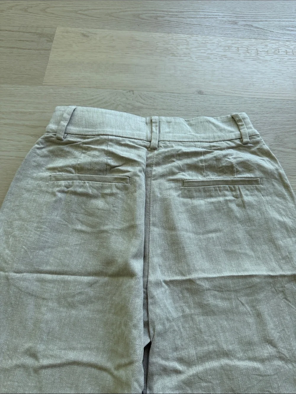 NWOT H&M Straight-Leg Linen Dress Slacks in Light Beige Khaki Size XS / 2